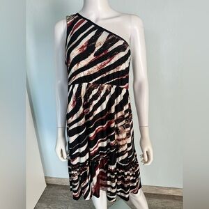 Soma Black, White & Burgundy Striped Midi Dress